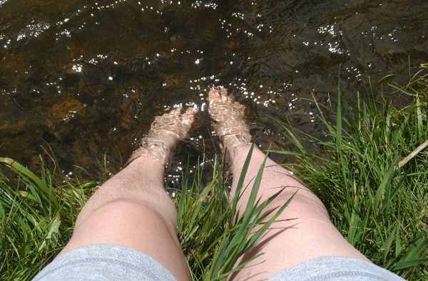 My feet in the water. It was COLD.