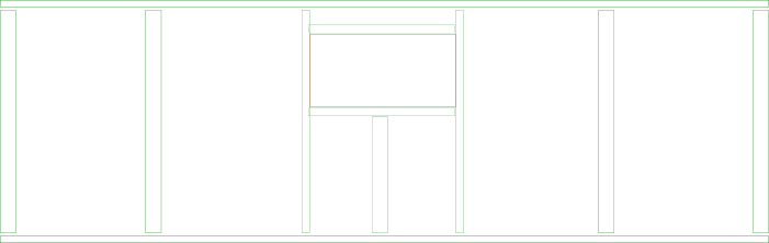 A line drawing of the proposed framing for the side wall -- mostly simple uprights, with space for a window in the center.